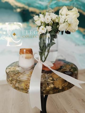 Măsuță OSLO - OSLO – Măsuță din rășină epoxidică și lemn natural handmade personalizată