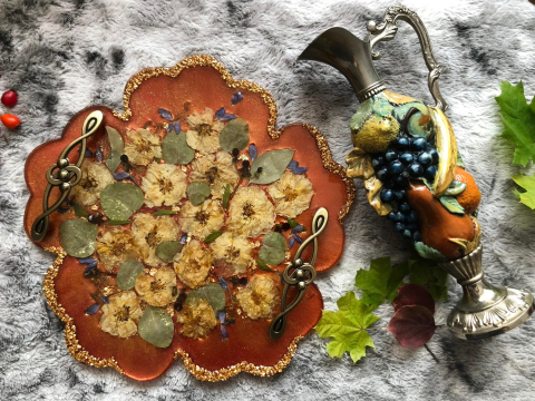 Platou CATALEYA - CATALEYA – Platou din rășină epoxidică handmade unicat 35 cm