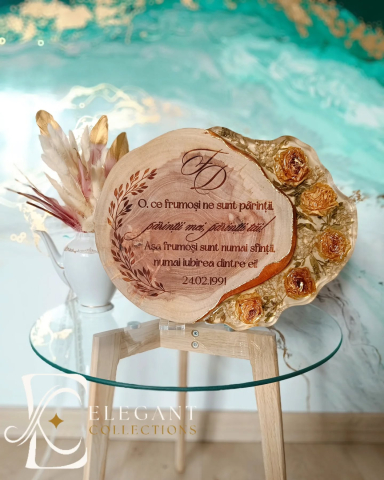 WOODY LOVE – Decorațiune din lemn masiv și rășină epoxidică handmade personalizată