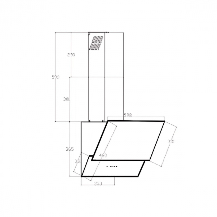 Hota incorporabila decorativa Kumtel DA6-830N.K, front sticla neagra, 650mc/h, control mecanic, 55 dB, 3 trepte, 60 cm, negru [2]