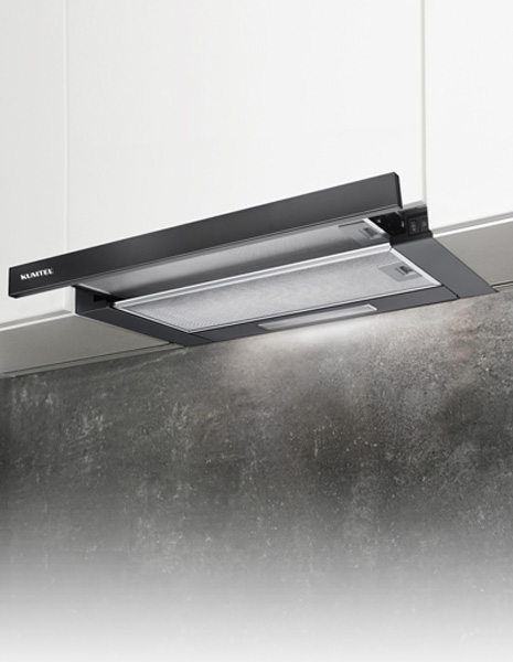 RESIGILAT_Hota incorporabila telescopica Kumtel DS6-905BA, Putere de absorbtie 450 mc/h, 3 Trepte de viteza, Iluminare LED, Negru - Copie [2]