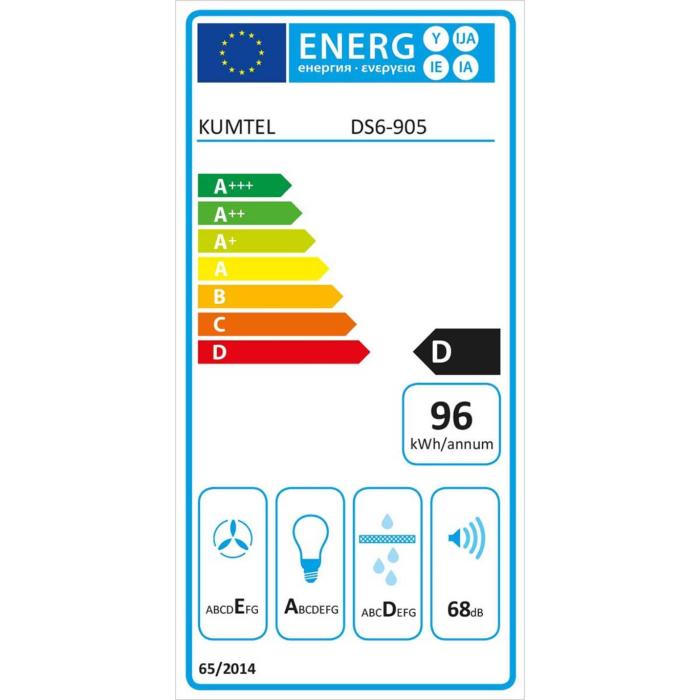 Hota incorporabila telescopica Kumtel DS6-905BNS, Front Sticla, Putere de absorbtie 450 mc/h, 3 Trepte de viteza, Iluminare LED, Negru [2]