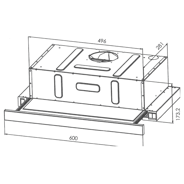 Hota incorporabila telescopica Kumtel DS6-905BNS, Front Sticla, Putere de absorbtie 450 mc/h, 3 Trepte de viteza, Iluminare LED, Negru [3]