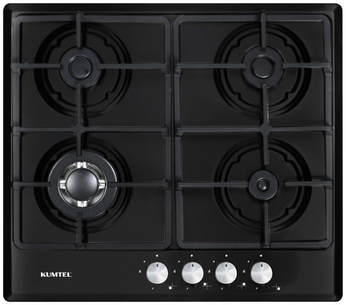 Plita incorporabila Kumtel M6-40BTF MATT BLACK, 4 Arzatoare gaz, Latime 58 cm, Gratare fonta, Aprindere electrica, Negru [1]