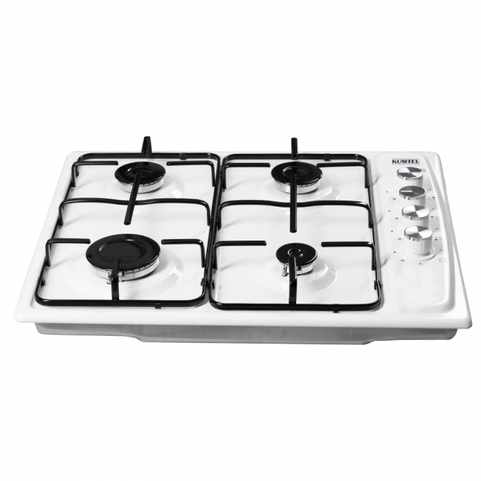 Plita incorporabila Kumtel KO-410BFA.K, gaz, 4 arzatoare, 60 cm, sticla, alba [2]