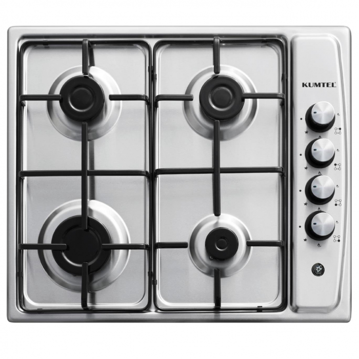Plita incorporabila Kumtel KO-410BFX.K, 4 Arzatoare Gaz, Latime 60 cm, Aprindere Electrica integrata, Inox [1]
