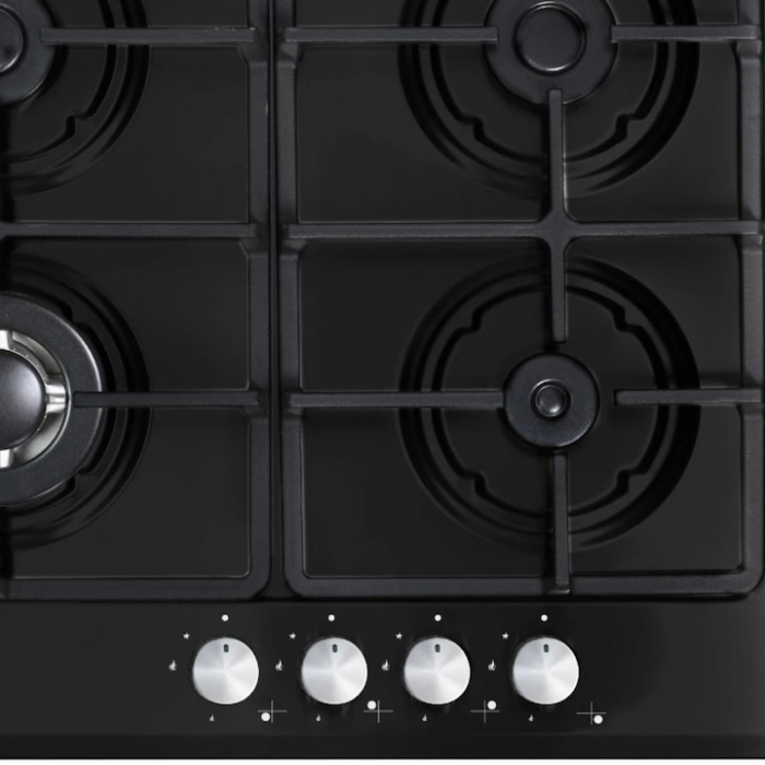Plita incorporabila Kumtel M6-40BTF MATT BLACK, 4 Arzatoare gaz, Latime 58 cm, Gratare fonta, Aprindere electrica, Negru [3]