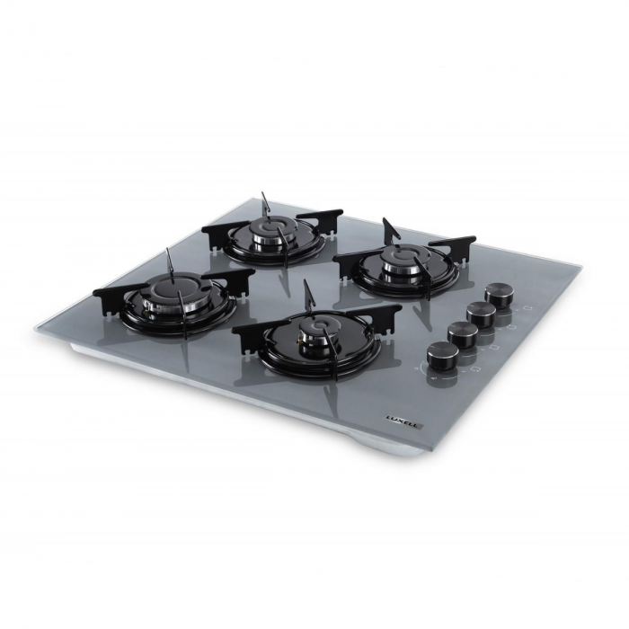 Plita incorporabila Luxell OC88A.L, 4 Arzatoare Gaz, Latime 60 cm, Aprindere Electrica integrata, Sticla Gri [4]