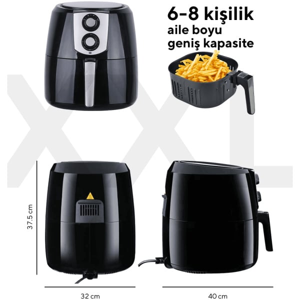 RESIGILAT – Kumtel HAF-03 XXL Friteuza cu aer cald FastFryer, Putere 1800 W, Capacitate 8.5L, Timer până la 30 de minute, temperatură reglabilă până la 200°C, Negru [3]