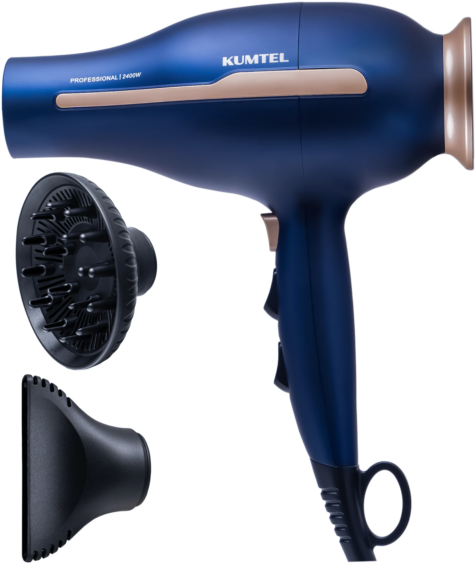 Uscător de păr ionic Kumtel Professional 2400W HHD-03, ușor, compact și puternic, cu siguranță pentru întrerupere termică, setări de 2 viteze, bleumarin [6]