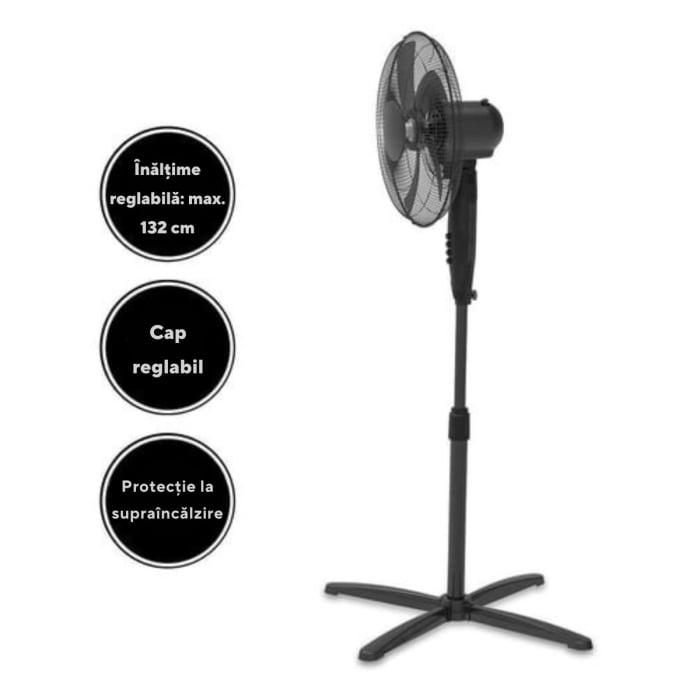 Ventilator cu picior Kumtel KTF-325.K, 3 viteze, diametru 43 cm, Mod Silentios, negru [1]