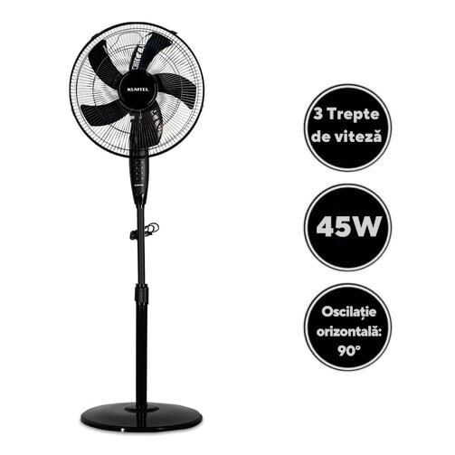 Ventilator cu picior Kumtel KTF-330.K, 3 viteze, diametru 43 cm, Mod Silentios, negru [3]