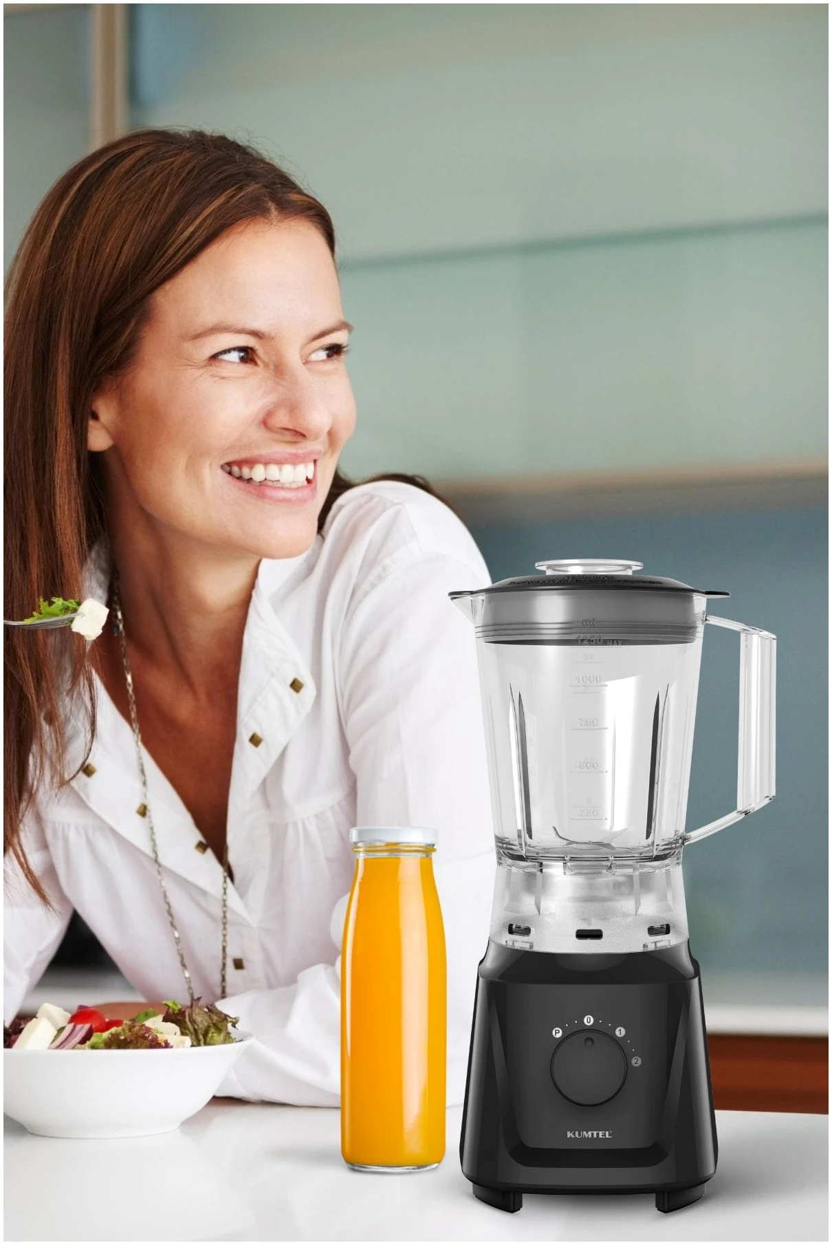 Blender Kumtel HTB-01, 600 W, 1,5 l, 2 trepte de viteza, functie Pulse, recipient masurare 50 ml, negru [1]