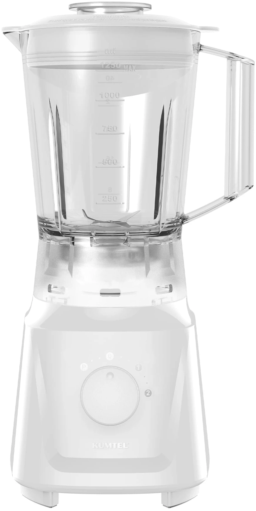 Blendere - Blender Kumtel HTB-01, 600 W, 1,5 l, 2 trepte de viteza, functie Pulse, recipient masurare 50 ml, Alb