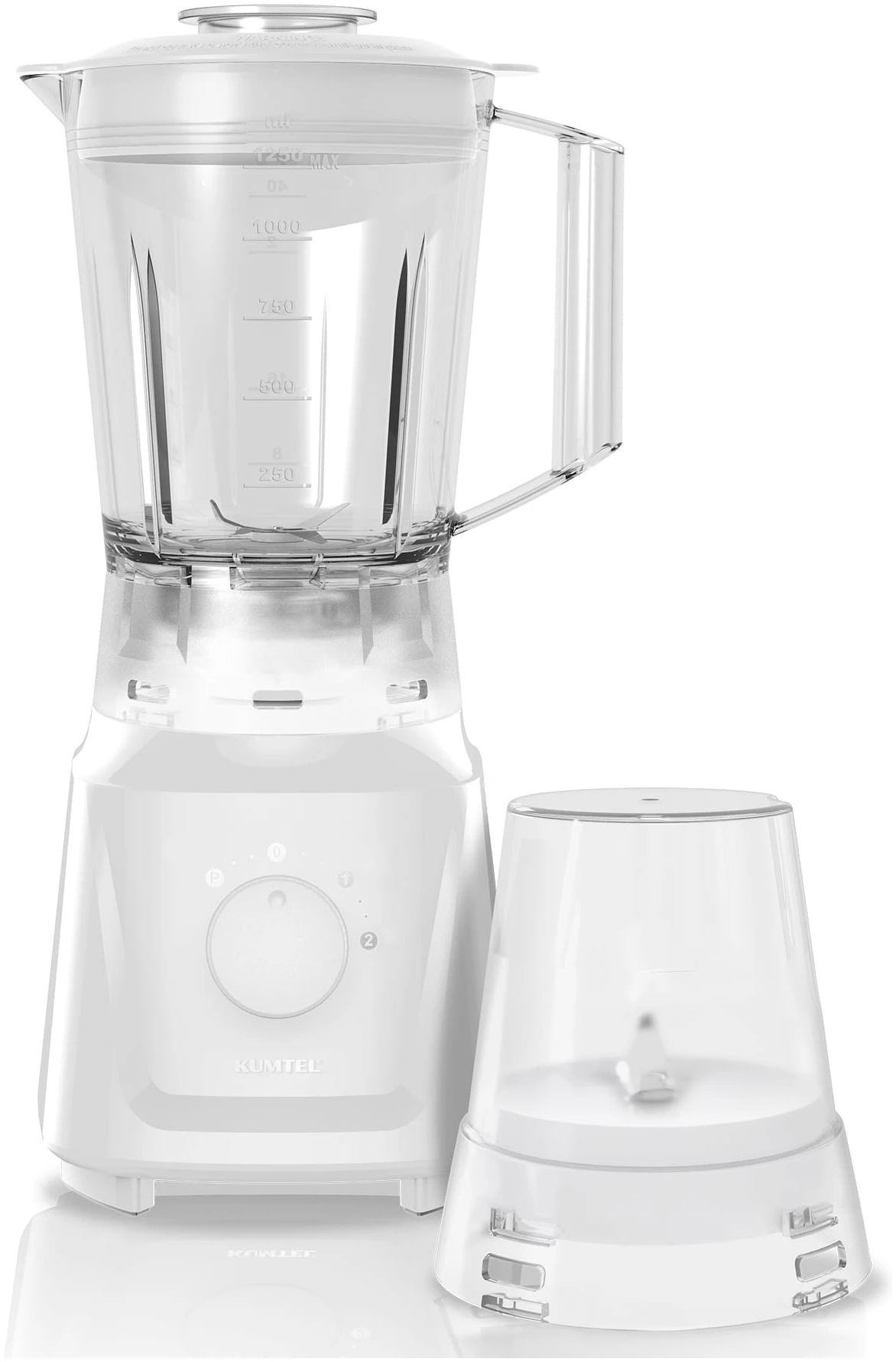 Blender Kumtel HTB-01, 600 W, 1,5 l, 2 trepte de viteza, functie Pulse, recipient masurare 50 ml, Alb [3]