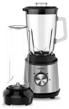 BLACK FRIDAY - Blender Kumtel HTB-03, 800 W, cana 1,5 l, pahar 0,6 l, 2 trepte de viteza, functie Pulse, recpient masurare 50 ml, inox