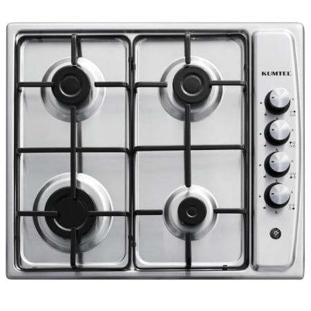 Plita incorporabila Kumtel KO-410 BF INOX, 4 Arzatoare gaz, Latime 58 cm, Gratare metalice, Aprindere electrica, Inox [0]
