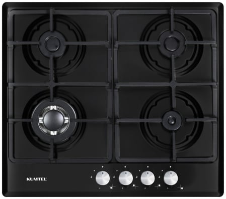 Plita incorporabila Kumtel M6-40BTF MATT BLACK, 4 Arzatoare gaz, Latime 58 cm, Gratare fonta, Aprindere electrica, Negru [0]