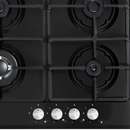 Plita incorporabila Kumtel M6-40BTF MATT BLACK, 4 Arzatoare gaz, Latime 58 cm, Gratare fonta, Aprindere electrica, Negru [2]