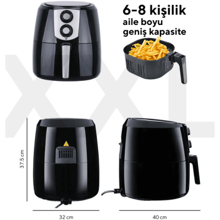 RESIGILAT – Kumtel HAF-03 XXL Friteuza cu aer cald FastFryer, Putere 1800 W, Capacitate 8.5L, Timer până la 30 de minute, temperatură reglabilă până la 200°C, Negru [2]