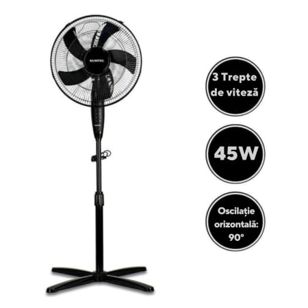 Ventilator cu picior Kumtel KTF-325.K, 3 viteze, diametru 43 cm, Mod Silentios, negru [1]