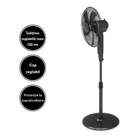 Ventilator cu picior Kumtel KTF-330.K, 3 viteze, diametru 43 cm, Mod Silentios, negru [1]