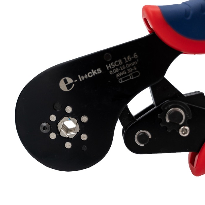 Cleste pentru sertizare, E-LOCKS, model HSC8 16-6, cu sase falci, 0,08 - 16 mm2 [3]
