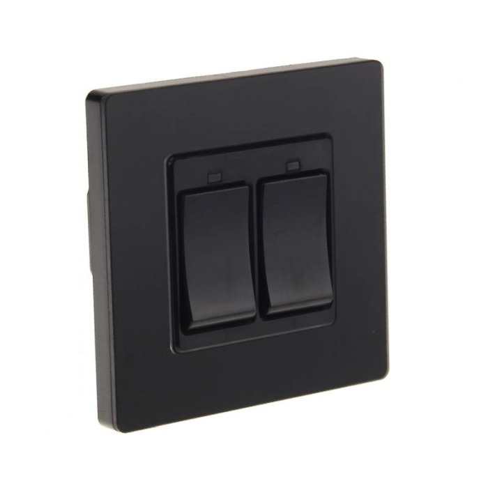 Intrerupator dublu Smart Home WiFi Tuya, cu actionare mecanica, negru, model SSD86-02AJAI-Black [2]