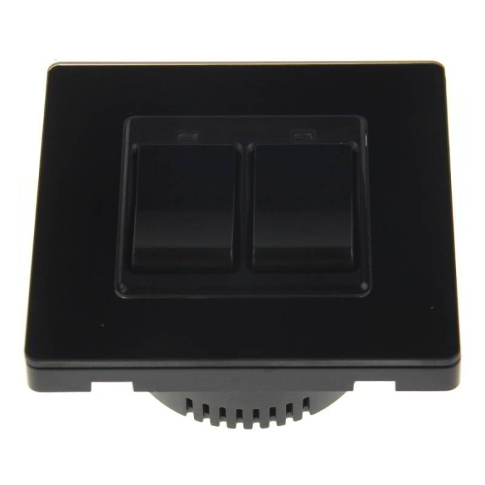 Intrerupator dublu Smart Home WiFi Tuya, cu actionare mecanica, negru, model SSD86-02AJAI-Black [1]