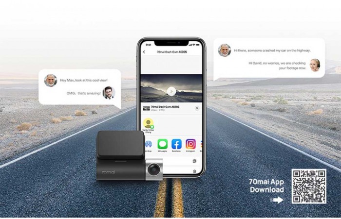 Pachet camera auto DVR Xiaomi 70MAI A500S-1 Dash Cam Pro Plus cu camera spate RC06, 2.7K 1944p, IPS 2.0", 140 FOV, ADAS, GPS, Night Vision, Monitorizare parcare [8]