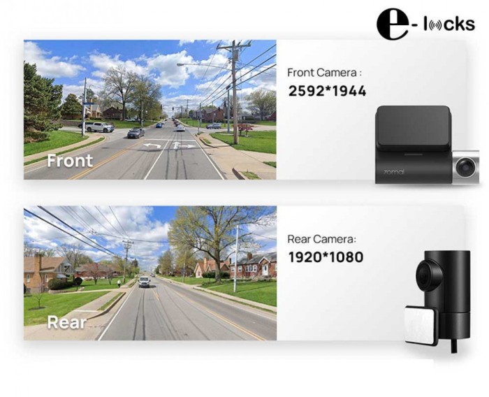 Pachet camera auto DVR Xiaomi 70MAI A500S-1 Dash Cam Pro Plus cu camera spate RC06, 2.7K 1944p, IPS 2.0", 140 FOV, ADAS, GPS, Night Vision, Monitorizare parcare [5]