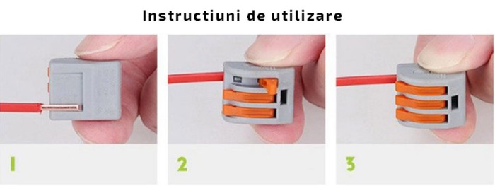 Set 10 bucati Conectori rapizi pentru conductori electrici, E-LOCKS, cu levier, 3 pini, plastic [5]