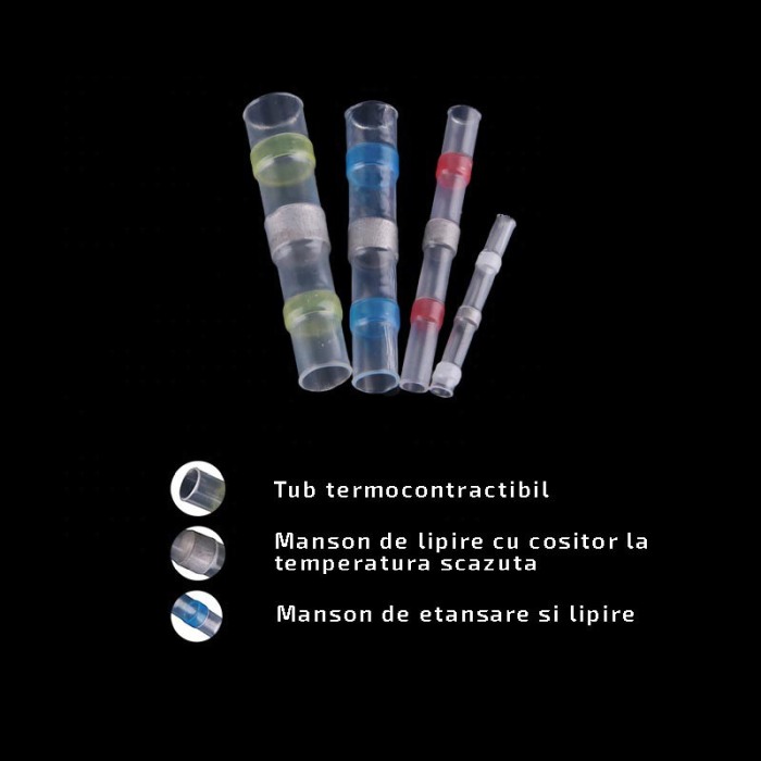 Set 100 bucati Conectori termocontractibili, E-LOCKS, cu lipire si etansare pentru conductori electrici [2]