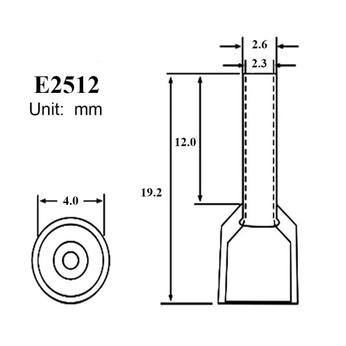 Set 100 bucati pini terminali izolati, E-LOCKS, tip E2512, ferule 1 x 2,50 mm2, lungime manson sertizare 12 mm [2]
