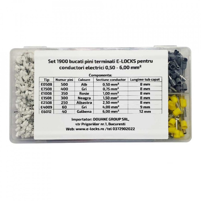 Set 1900 bucati pini terminali E-LOCKS pentru conductori electrici 0,50 - 6,00 mm² [2]