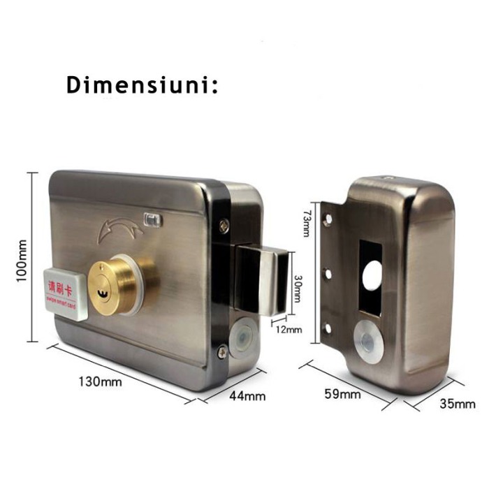 Yala (incuietoare) electromagnetica din inox, cu motor, cu acces RFID, electric si cu cheie [5]