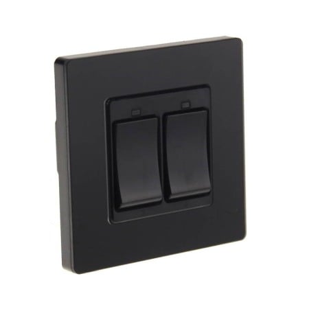 Intrerupator dublu Smart Home WiFi Tuya, cu actionare mecanica, negru, model SSD86-02AJAI-Black [1]
