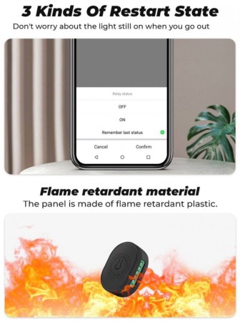 Modul electronic pentru intrerupatoare cu un circuit Smart Home WiFi Tuya, negru, model Mini TMW-02 [5]