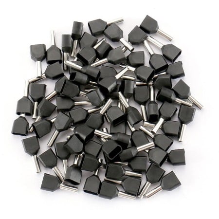 Set 100 bucati pini terminali dubli izolati, E-LOCKS, tip TE1512, ferule 2 x 1,50 mm2, negri [2]