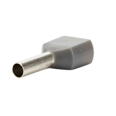 Clesti si accesorii sertizare - Set 100 bucati pini terminali dubli izolati, E-LOCKS, tip TE2512, ferule 2 x 2,50 mm2, gri