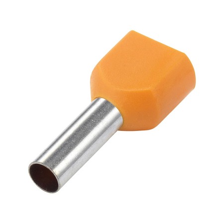 Clesti si accesorii sertizare - Set 100 bucati pini terminali dubli izolati, E-LOCKS, tip TE4012, ferule 2 x 4,00 mm2, galbeni