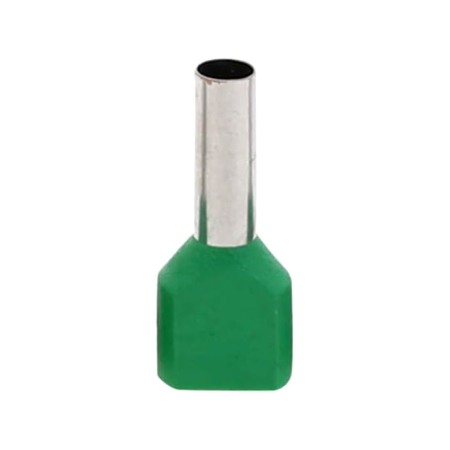 Clesti si accesorii sertizare - Set 100 bucati pini terminali dubli izolati, E-LOCKS, tip TE6014, ferule 2 x 6,00 mm2, verzi