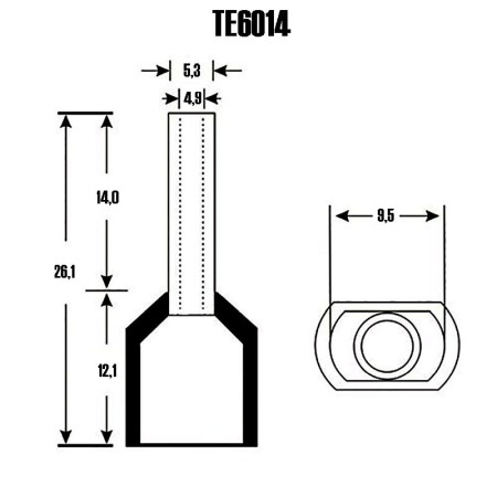 Set 100 bucati pini terminali dubli izolati, E-LOCKS, tip TE6014, ferule 2 x 6,00 mm2, verzi [1]