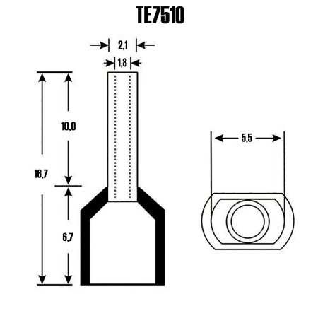 Set 100 bucati pini terminali dubli izolati, E-LOCKS, tip TE7510, ferule 2 x 0,75 mm2, albastri [2]