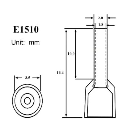 Set 100 bucati pini terminali izolati, E-LOCKS, tip E1510, ferule 1 x 1,50 mm2, lungime manson sertizare 10 mm [1]