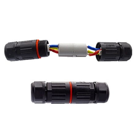 Set 2 conectori etansi rapizi cu 3 poli pentru conductori electrici, IP68, push in, 16A, E-LOCKS, tip M3+3 [0]
