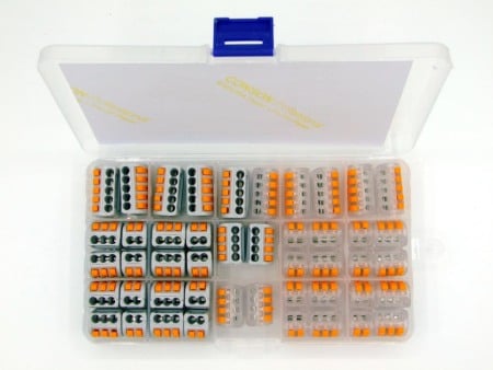 Conectori rapizi cu levier - Set 46 bucati Conectori rapizi pentru conductori electrici, E-LOCKS, cu levier, 2, 3, 4 si 5 pini, plastic