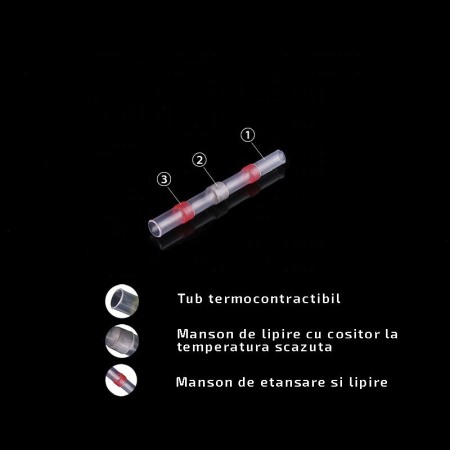 Set 50 bucati Conectori termocontractibili, E-LOCKS, cu lipire si etansare pentru conductori electrici, model ST2R [3]