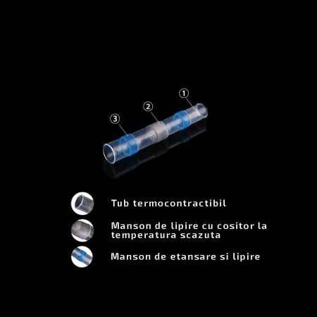 Set 50 bucati Conectori termocontractibili, E-LOCKS, cu lipire si etansare pentru conductori electrici, model ST3B [3]