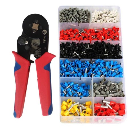 Clesti si accesorii sertizare - Set cleste pentru sertizare E-LOCKS, model HSC8 6-4A, cu patru falci + 1250 bucati terminale conductori